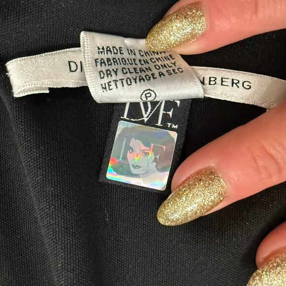 Diane Von Furstenberg 3/4 Sleeve Black Yellow Sunburst Silk Knee Length Dress 10 - Picture 4 of 9